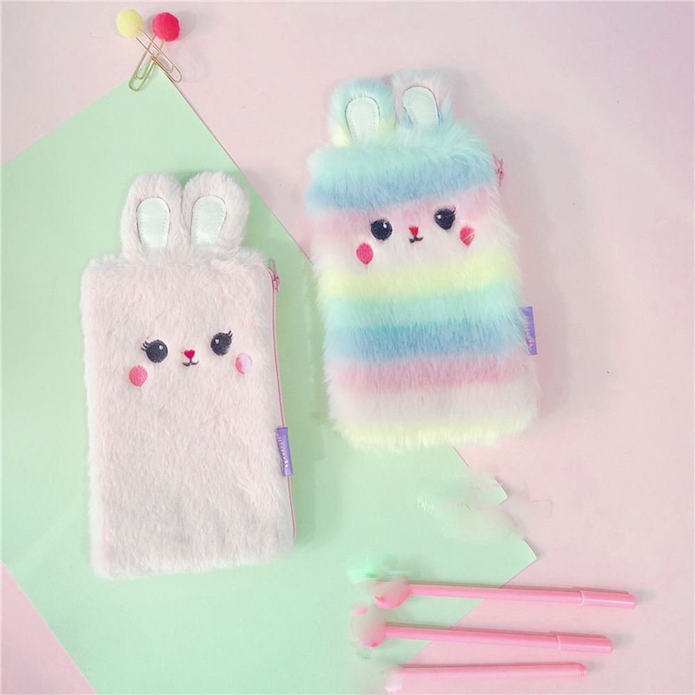 Túi Đựng Bút Hình Thỏ Nhồi Bông Dễ Thương Nhiều Màu Sắc