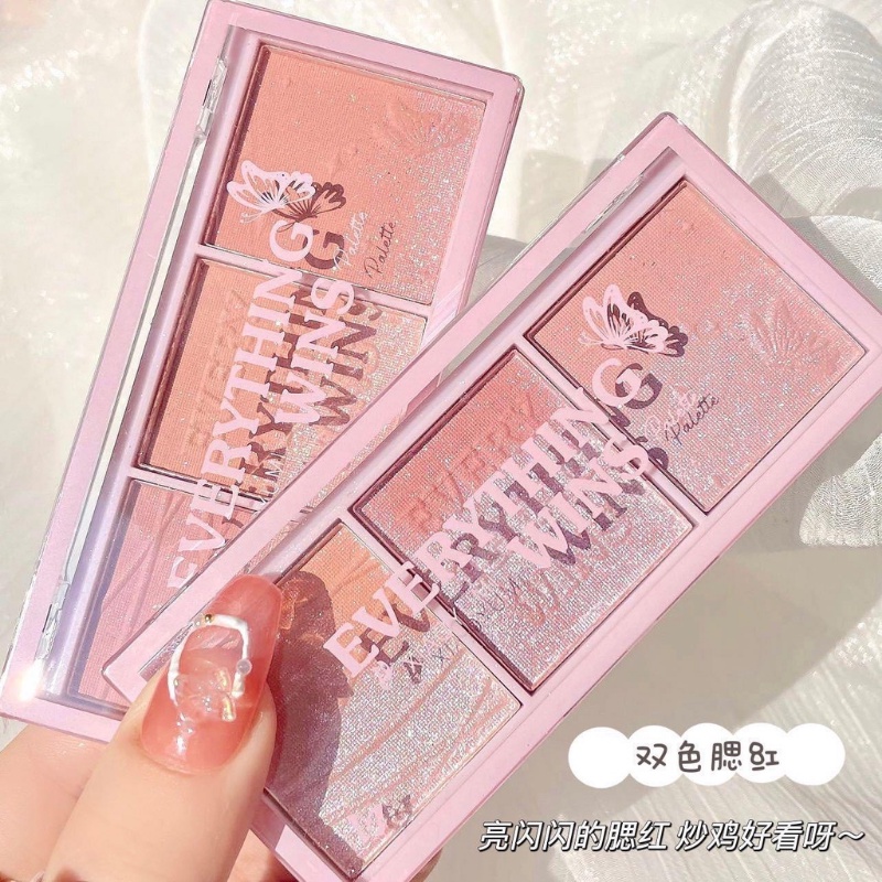 Bảng Phấn Mắt / Má Hồng / Phấn Mắt Ba Màu Ánh Ngọc Trai / Phấn Bắt Sáng Tự Nhiên Không Thấm Nước Và Mồ Hôi