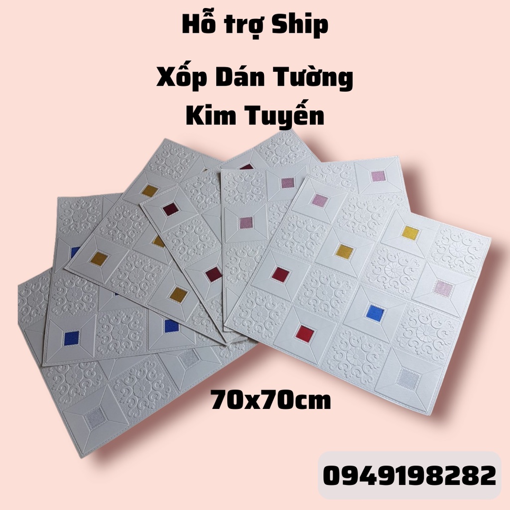 Xốp Dán Tường 3D Kim Tuyến 70x70CM - Hàng Loại 1 Có Sẵn Keo Cao Cấp