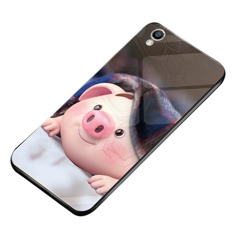 Ốp điện thoại lưng tráng gương in hình ảnh Lovely Pig cho OPPO R9 R9S R11 R15 R17 R11S F1 F3 Plus Pro