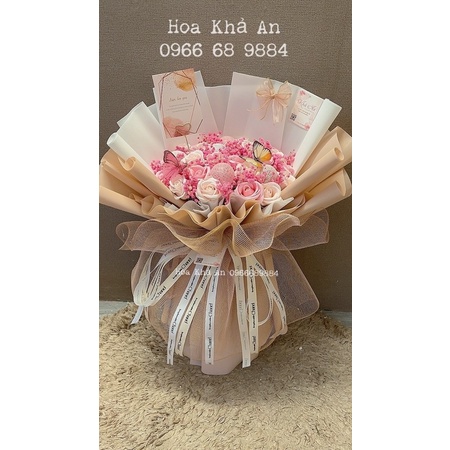 Bó hoa babi khô mix Chùm đèn mix sáp 4lớp siêu cao cấp. Thiết kế bởi Khả An.