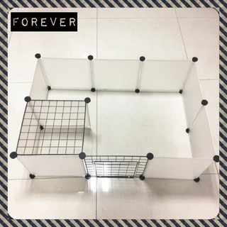 Chuồng quây thú cưng lắp ghép 10 miếng nhựa trắng - 1 miếng lưới đen - 1 cửa lưới - 22 chốt đen - BH 1 năm