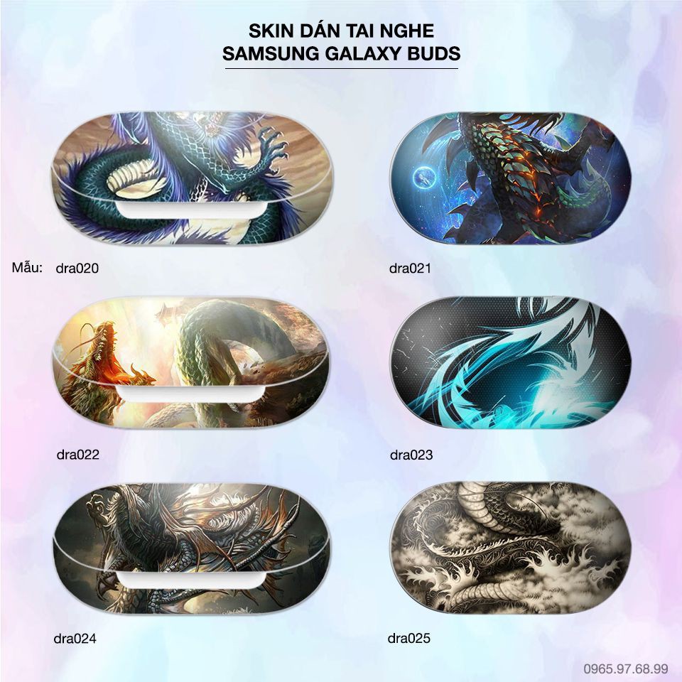 Skin dán tai nghe Samsung Galaxy Buds in hình Rồng Dragon 04