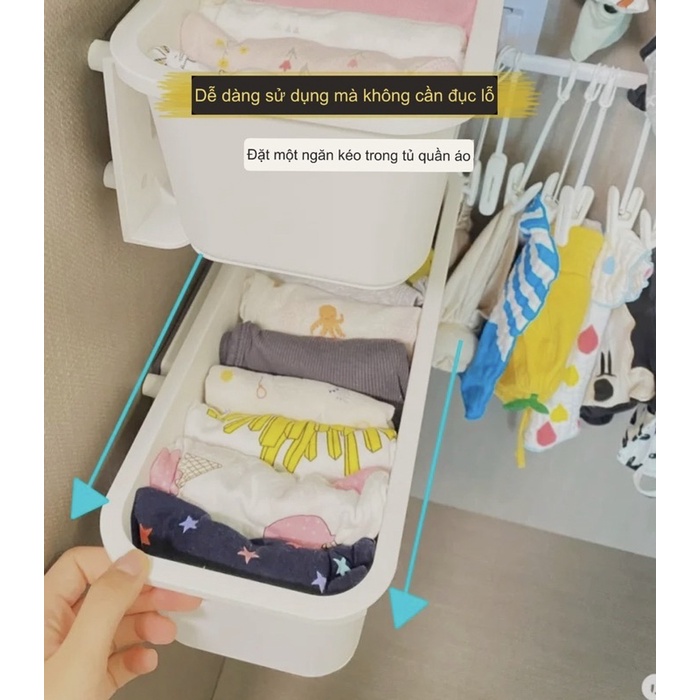 Ngăn nhựa kéo đựng quần áo cho bé gắn tủ, tủ nhựa đa năng tiện dụng