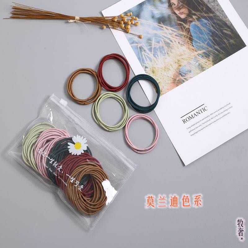 Set 100 Dây Buộc Tóc Mix Nhiều Màu Siêu Xinh Kèm Túi Zip Hoa Cúc Trong Suốt