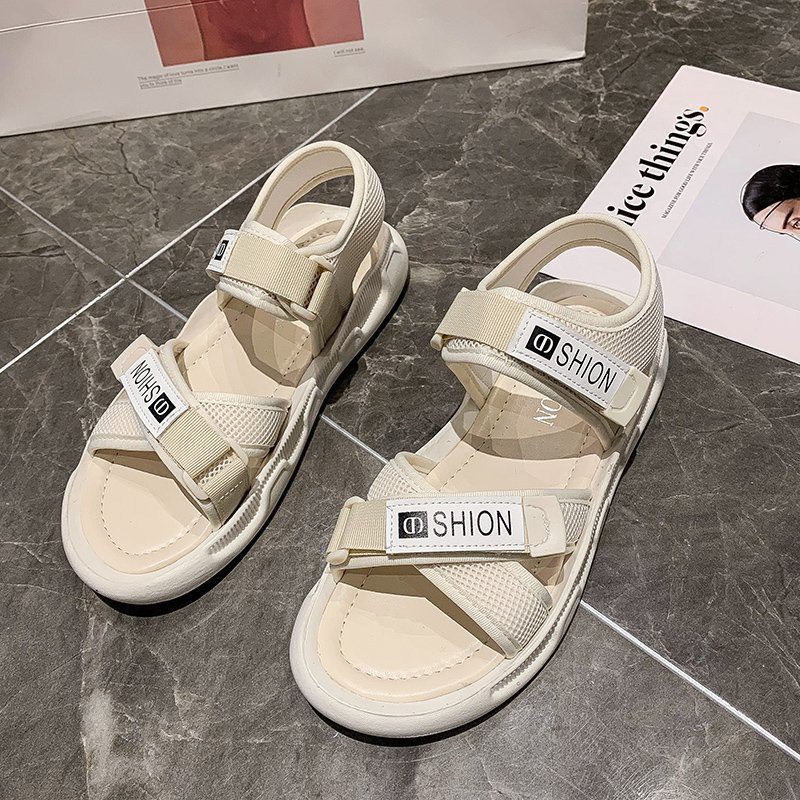 Giày Sandal Nữ MWC Đế Cao 3CM Quai Chéo Phối Chữ Siêu Xinh NUSD- 2853