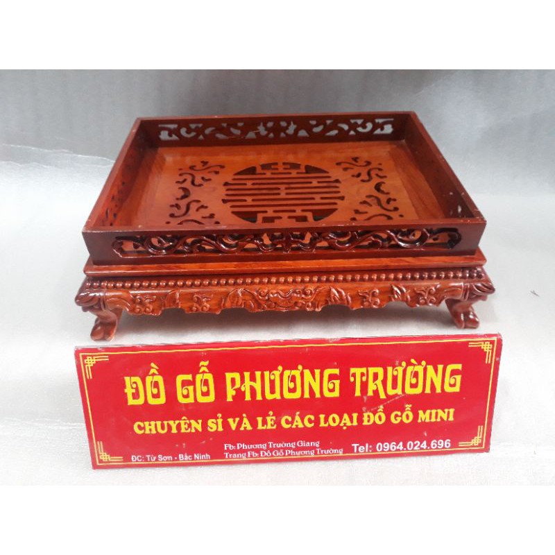khay trà rồng chân quỳ gỗ hương