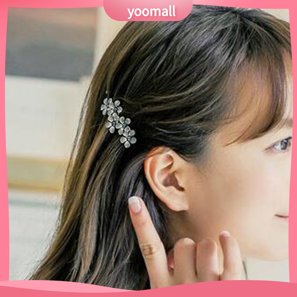 Yomall♡ Kẹp Tóc Hoa Đính Đá Lấp Lánh Cho Nữ