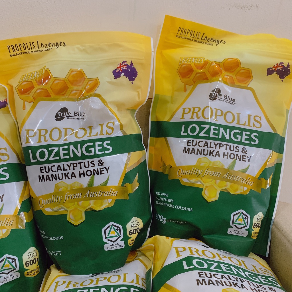 Kẹo Ngậm Keo Ong True Blue Propolis Lozenges Eucalyptus & Manuka Honey