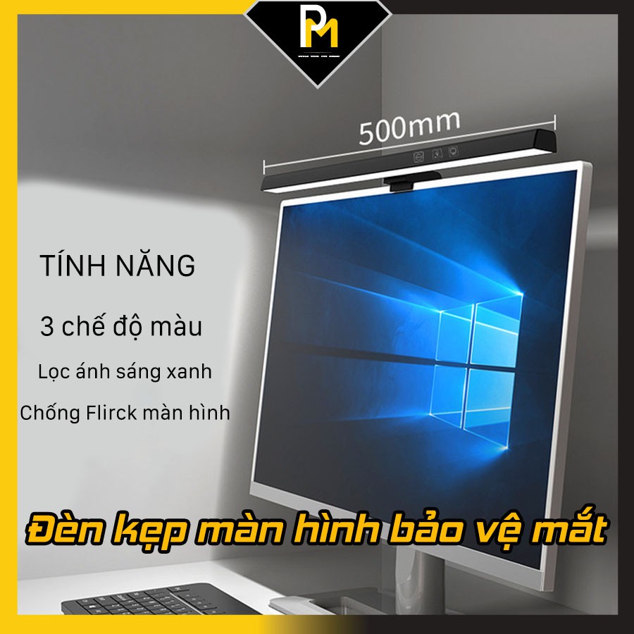 Đèn kẹp màn hình bảo vệ mắt 3 chế độ sáng cho màn tràn viền và laptop PCMASTER