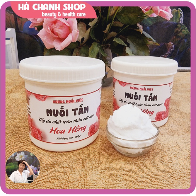 900gr Muối Tắm Tẩy Tế Bào Chết Toàn Thân Hoa Hồng Dạng Cát Mịn Muối Tắm Trắng Cho Cá Nhân Spa