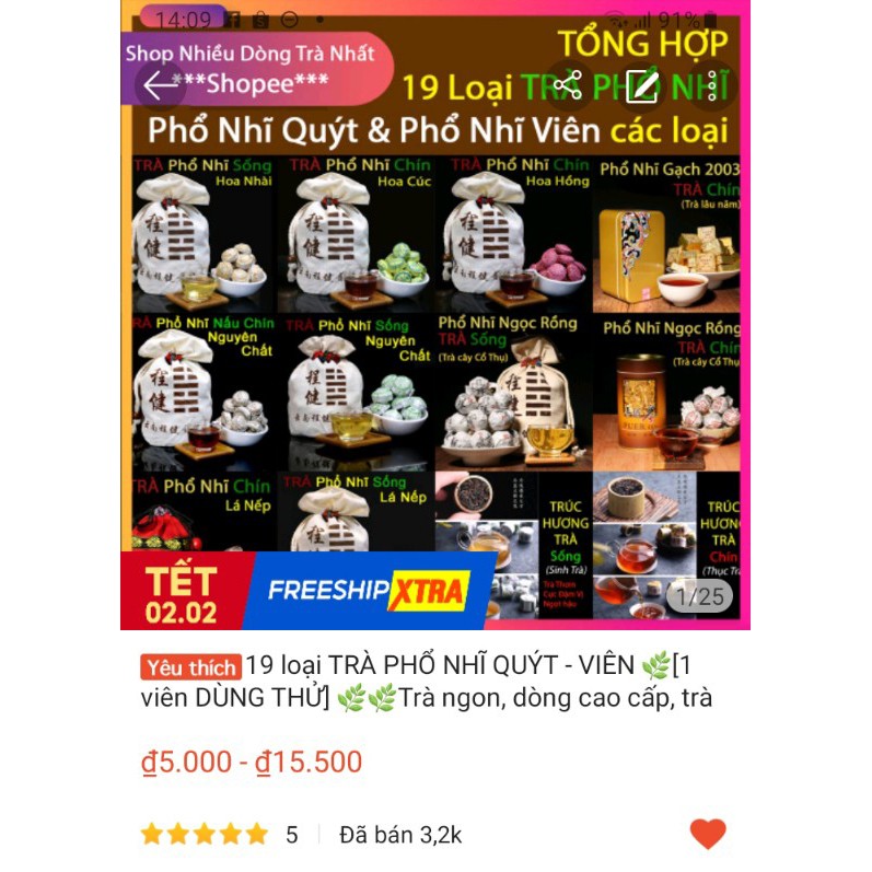 Tổng Hợp 19 Trà Phổ Nhĩ - 1 Viên Dùng Thử ( link mới thay cho link cũ bị xóa bán 3k sản phẩm ) | BigBuy360 - bigbuy360.vn