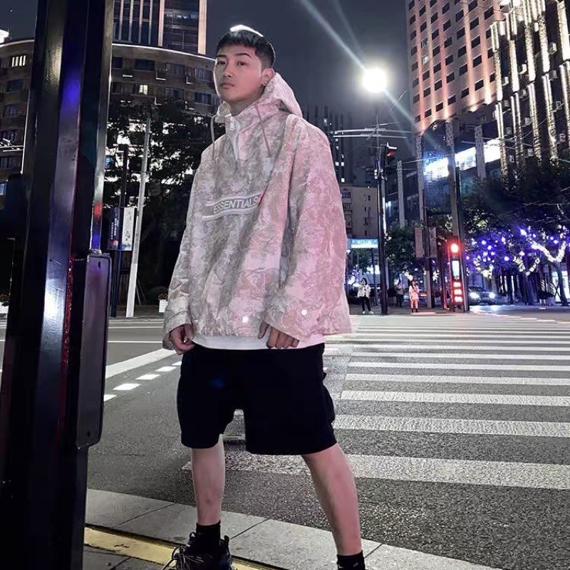 Áo hoodie hồng hoạ tiết dáng Oversized Ulzzang