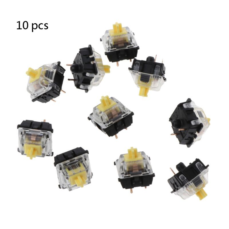 Set 10 công tắc bàn phím cơ  Gateron MX 3 Pin màu vàng vỏ trong suốt