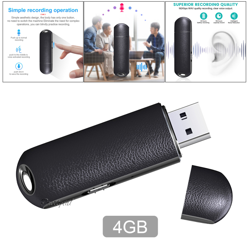 [PRETTYIA1]Small Digital Voice Recorder Pen Portable Sound Record USB Flash Drive 4GB