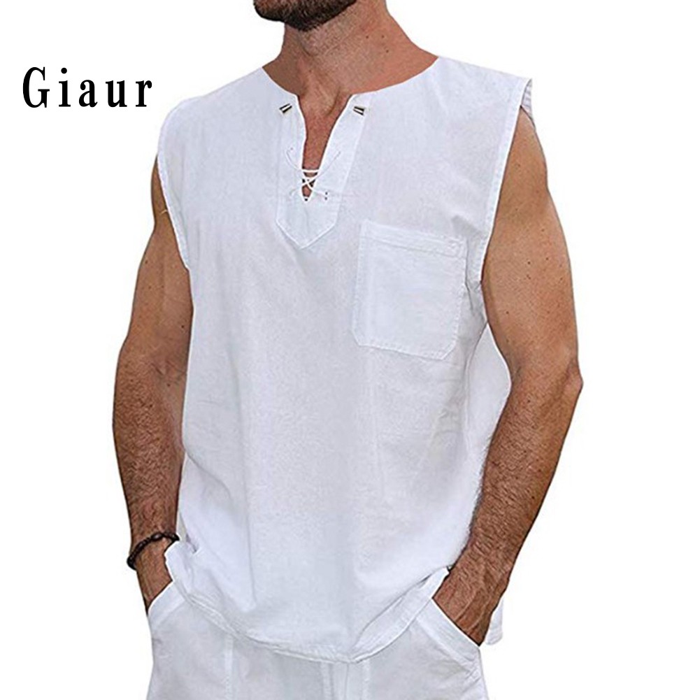 Áo sát nách dây rút cổ chữ V thời trang cho nam