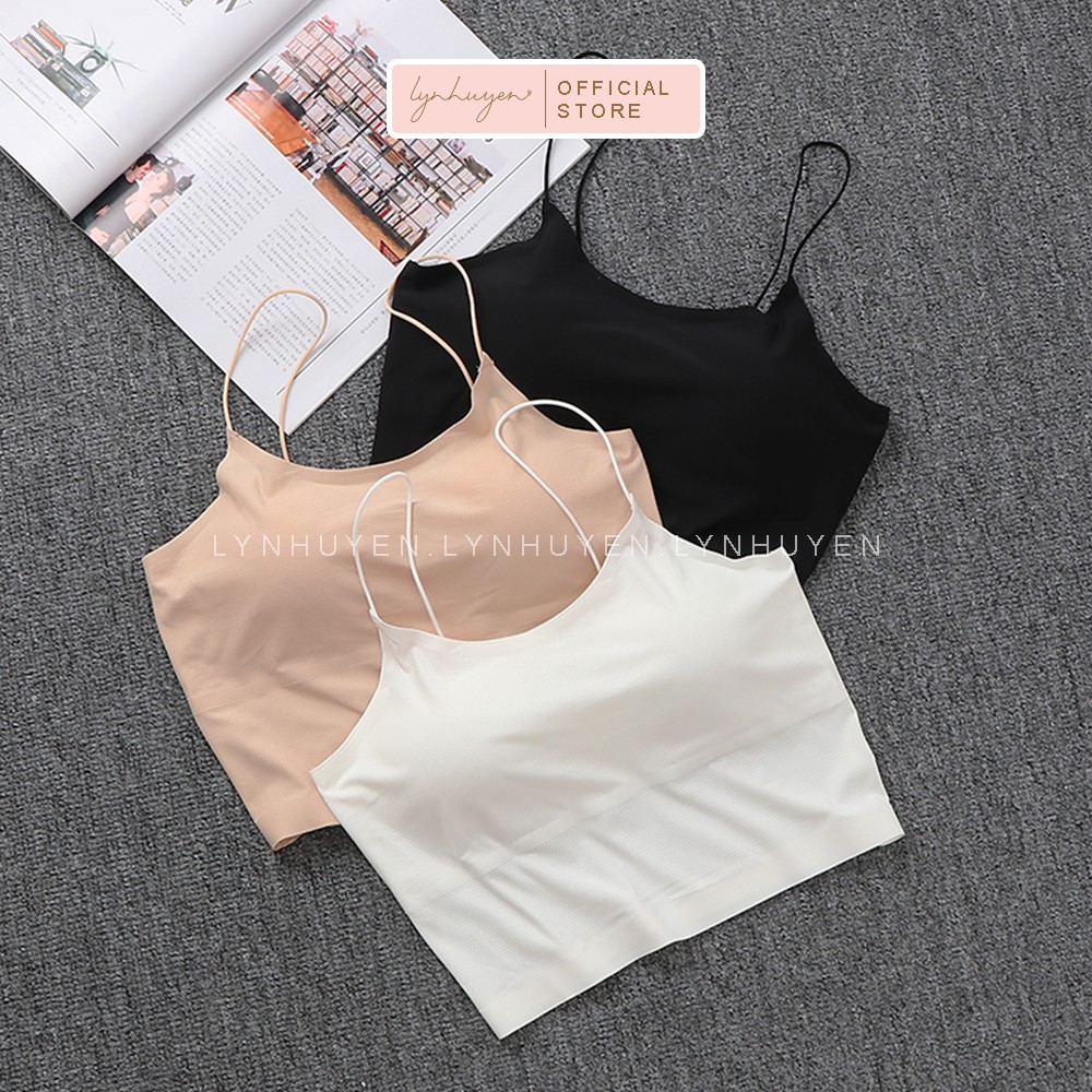 [Mã SKAMLSW194 giảm 100% đơn 50K] Áo 2 Dây Nữ Croptop Có Mút Ngực Su Thoáng Khí Lynhuyen - 3 Màu - A007