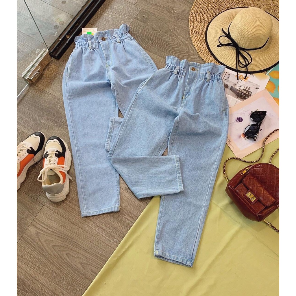 Quần baggy jean nữ lưng cao, bo chun màu xanh jean LB0202 JL JohnsonLi