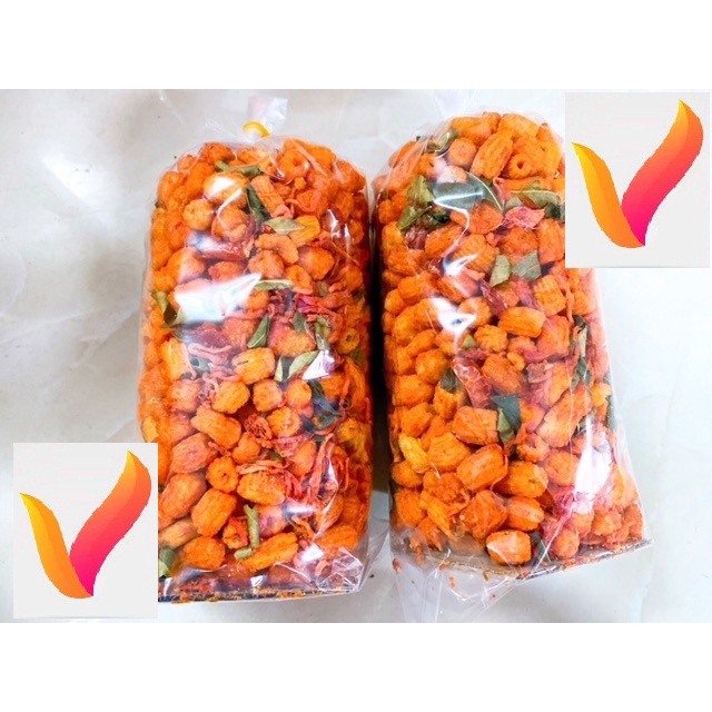 500g/ 1kg nui sấy tẩm gia vị, nui tẩm khô bò lá chanh giòn ngon đậm vị
