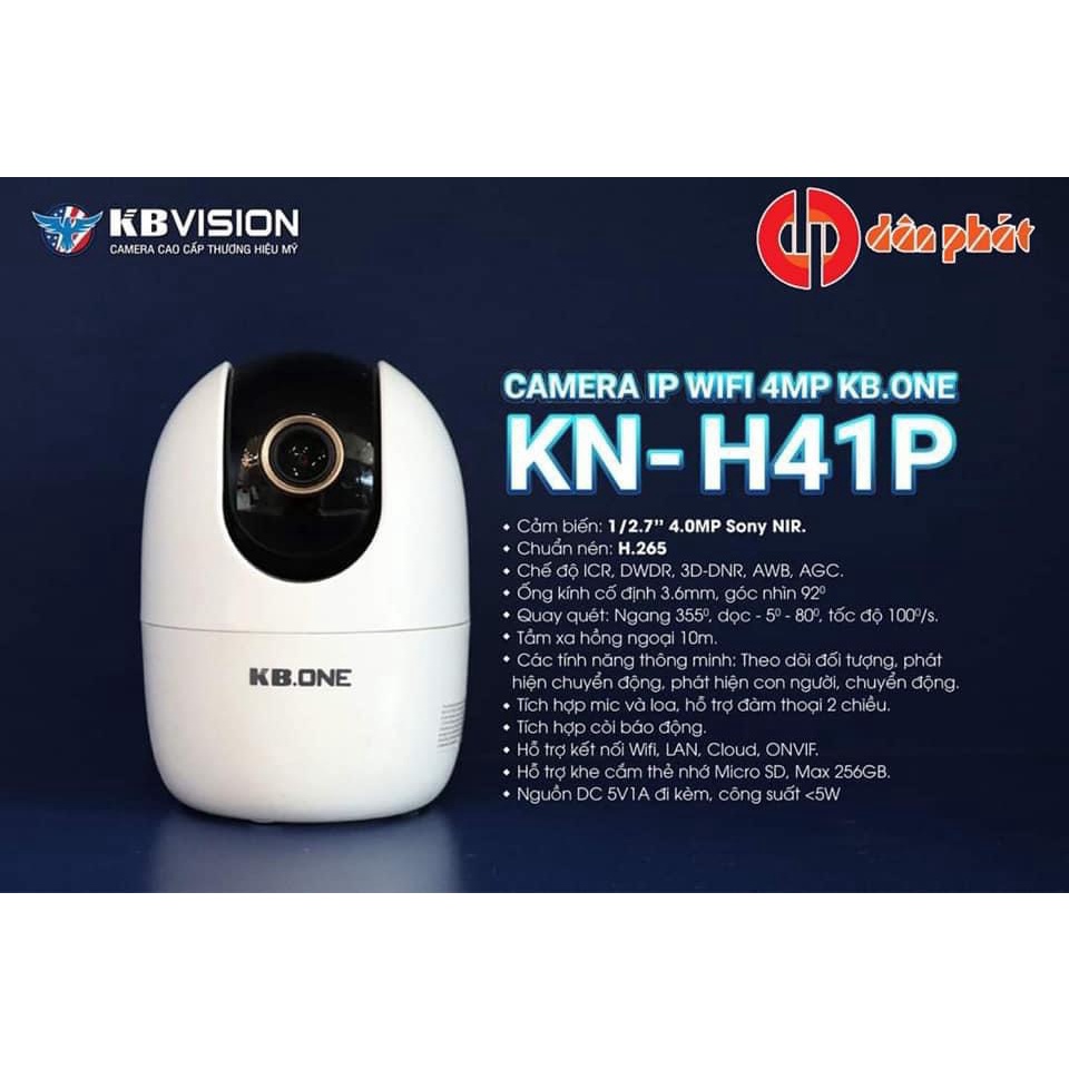 Camera IP WIFI xoay 360, 4MP KBONE KN-H41P ( Kbone H41 H41P), chính hãng, bảo hành 24 tháng