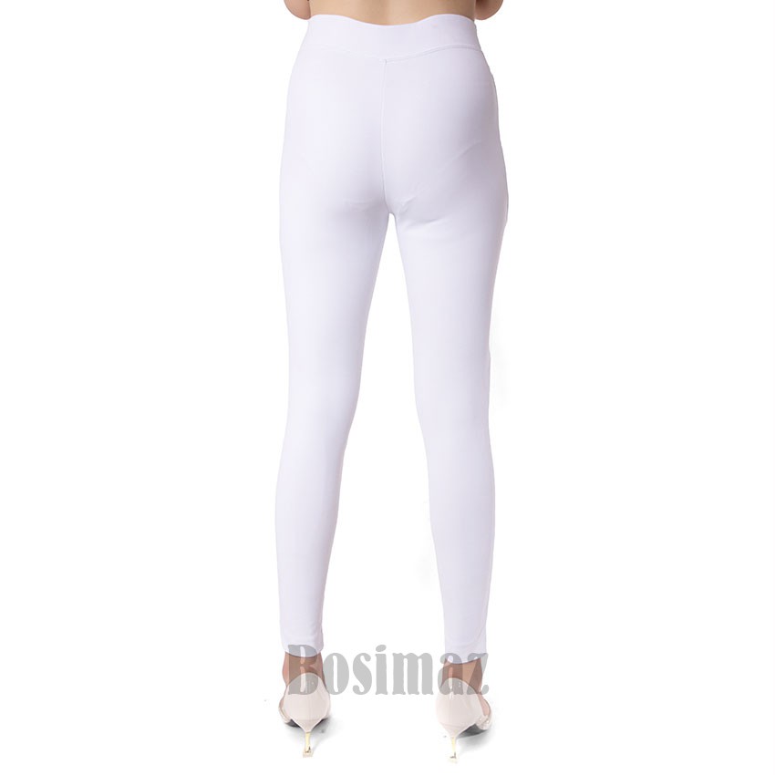 Quần Legging Nữ Bosimaz MS012 dài không túi màu trắng cao cấp, thun co giãn 4 chiều, vải đẹp dày, thoáng mát.