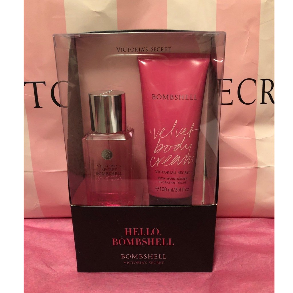 Set Xịt Thơm & Kem dưỡng thể Victoria's Secret Hello Bombshell, Pretty in Pink Tease Body mist & Body Lotion