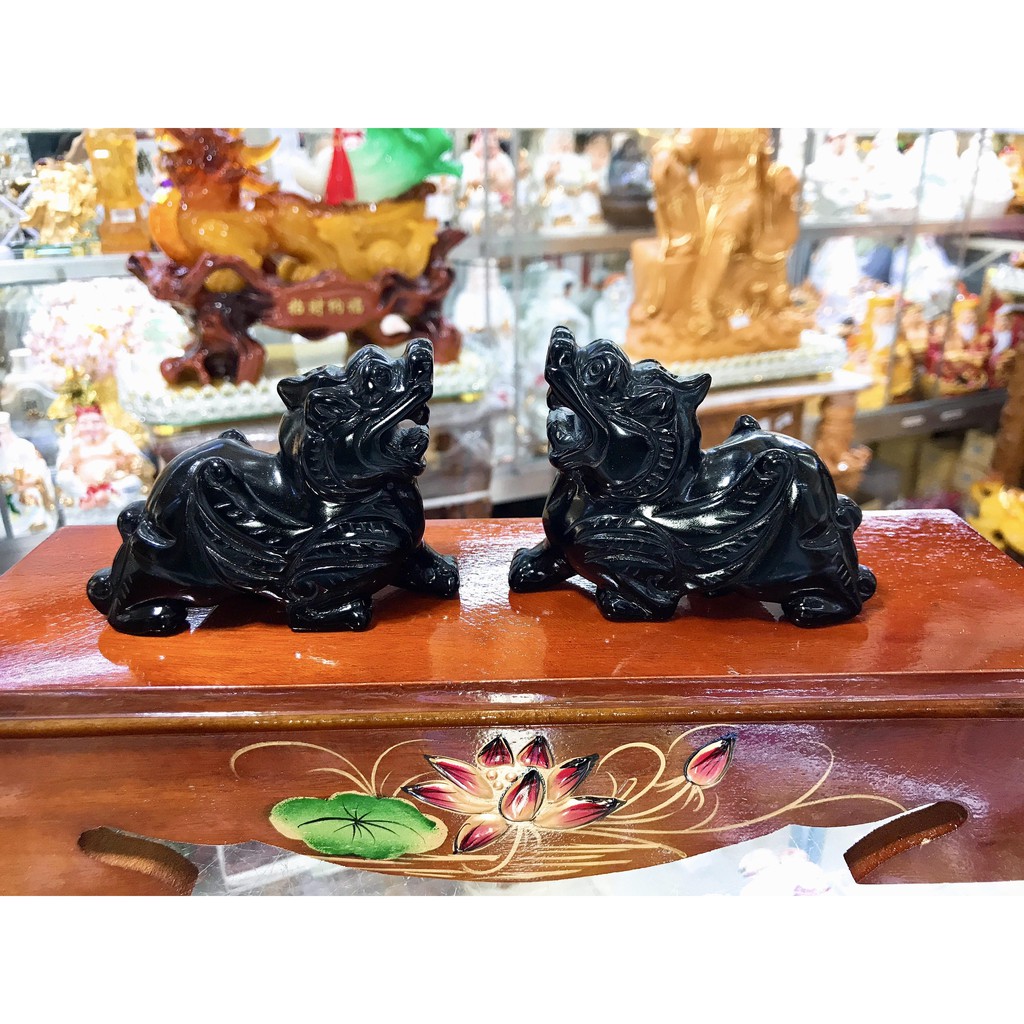 Tỳ Hưu Đá Obsidian Thiên Nhiên Đen 7cm.