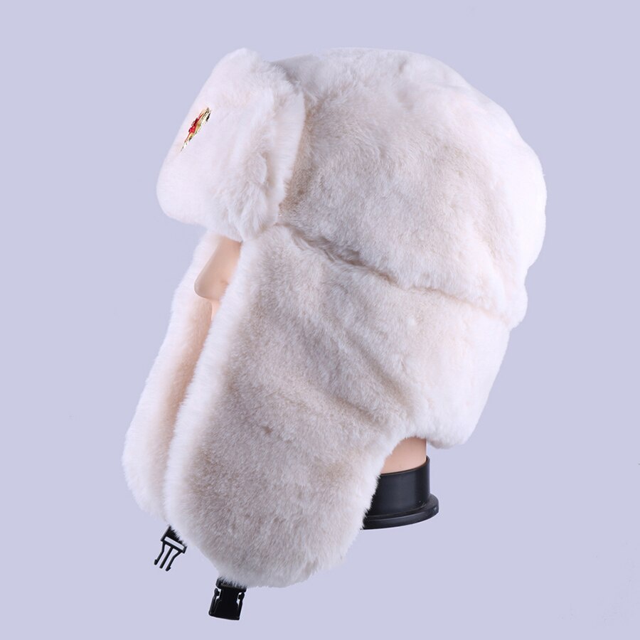 Mũ lông thỏ nhân tạo phong cách quân đội Nga cho nam và nữ