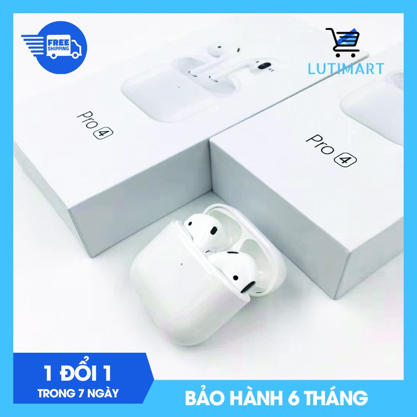 Tai nghe Bluetooth không dây Airpods Pro 4 tích hợp tất cả điện thoại Apple iPhone, Samsung, Oppo, Xiaomi, Sony, VSmart