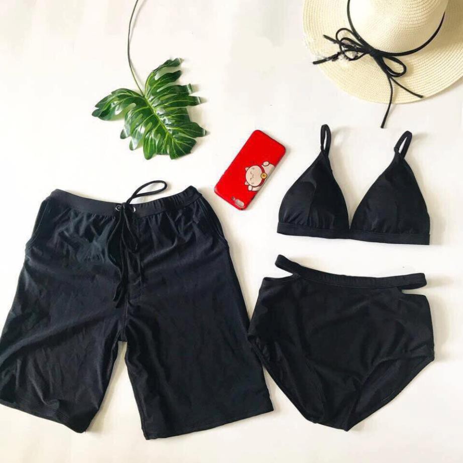 Set đôi nam nữ mặc đi biển màu đen siêu đẹp 🏖️Freeship🏖️