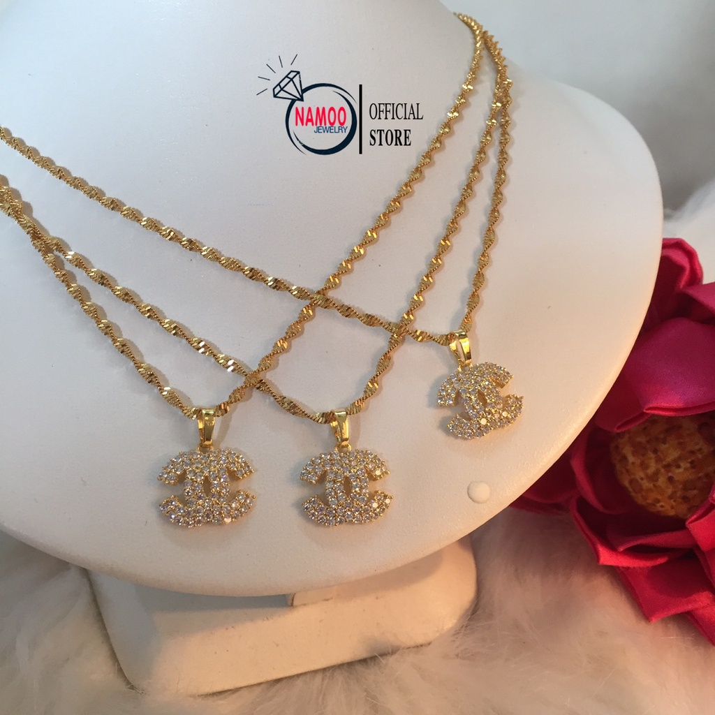 Vòng Cổ Nữ Đính Đá Siêu Bền Màu Mạ Vàng 18k V180 Namoo Jewelry