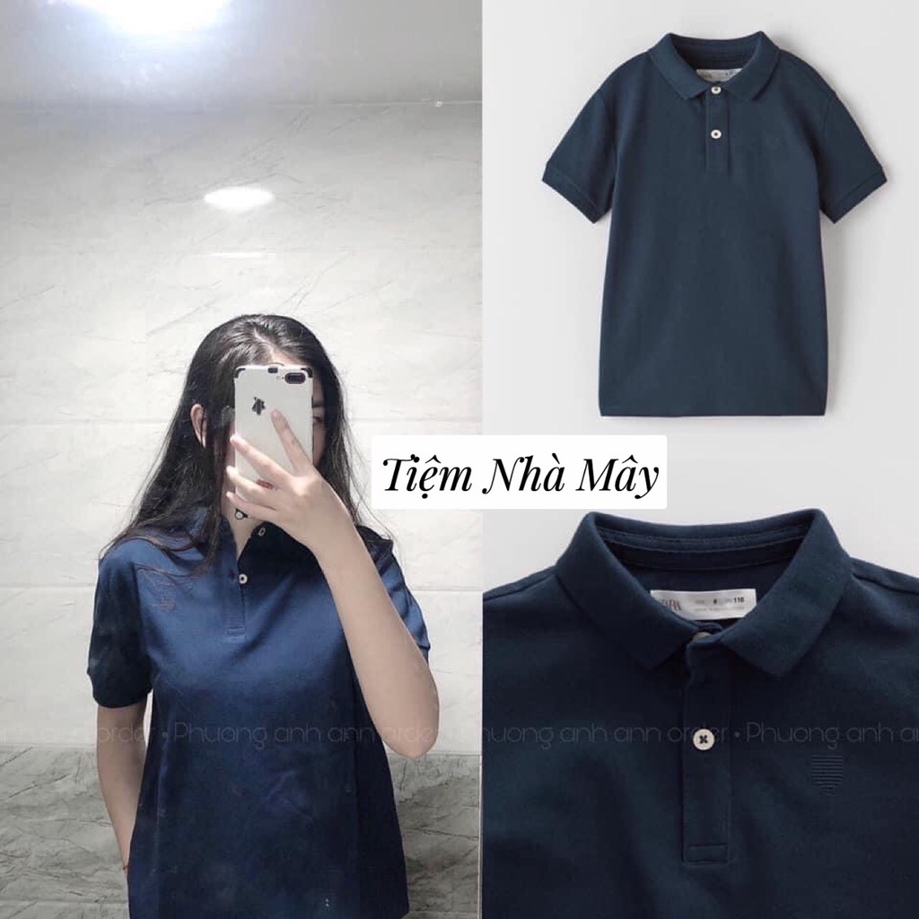 Áo polo ZR thêu cổ trụ 2 màu trắng xanh than AT106