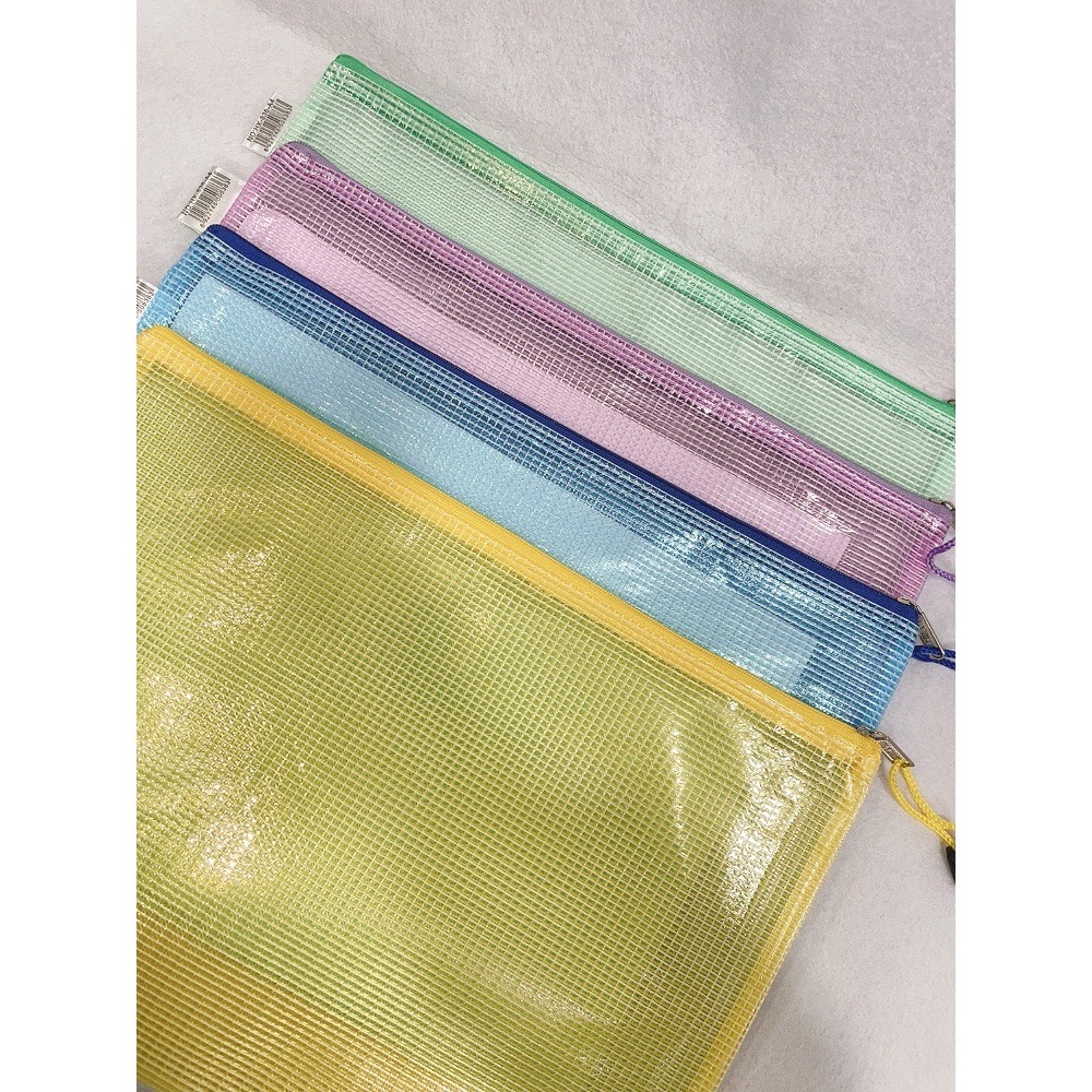 Túi Đựng Tài Liệu Nhiều Khổ  Bằng PVC Chống Nước Có Khóa Kéo Nhiều Màu