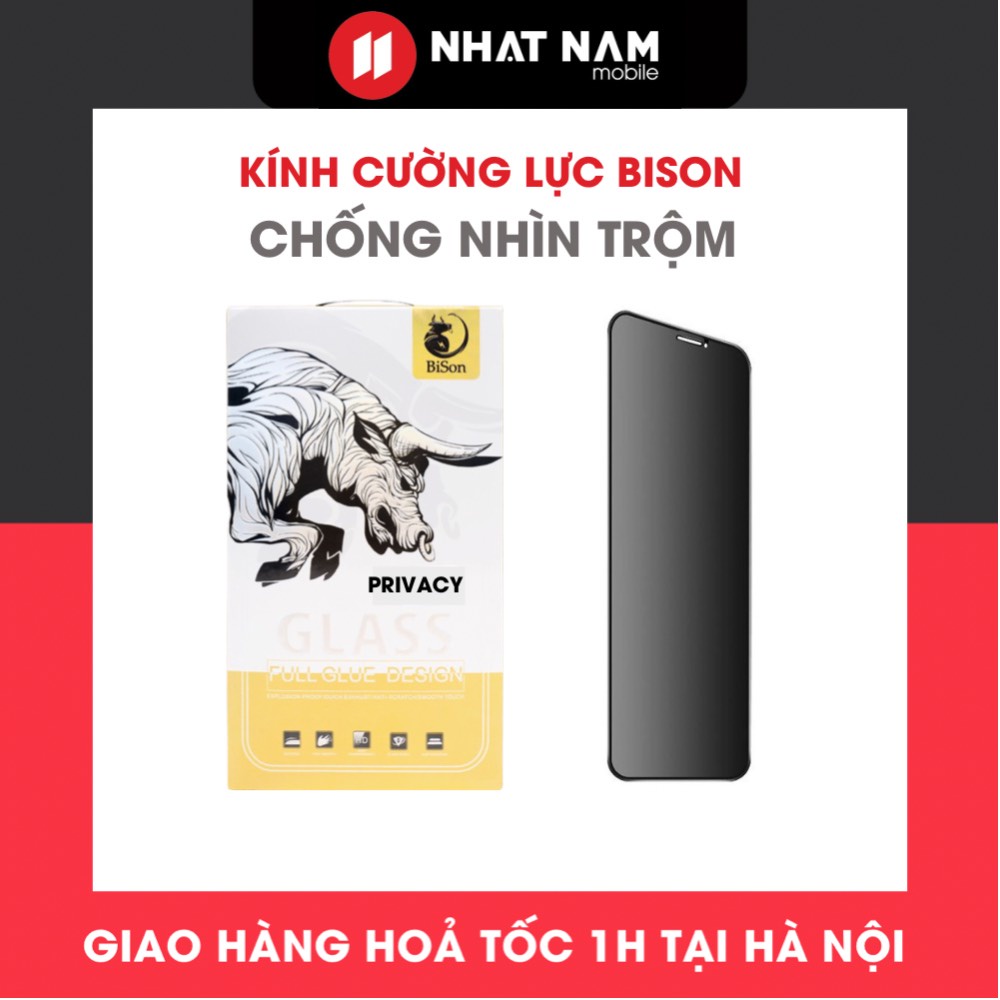 Kính cường lực chống nhìn trộm chính hãng BISON, dành cho iPhone X đến 14Promax