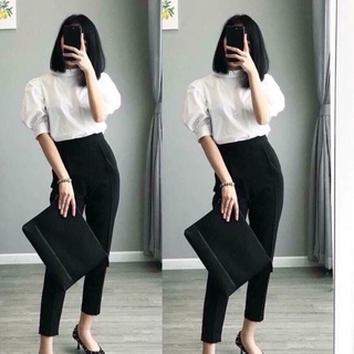 Quần baggy nữ cạp cao lưng chun hàng thiết kế công sở đi học chất vải demin cao cấp