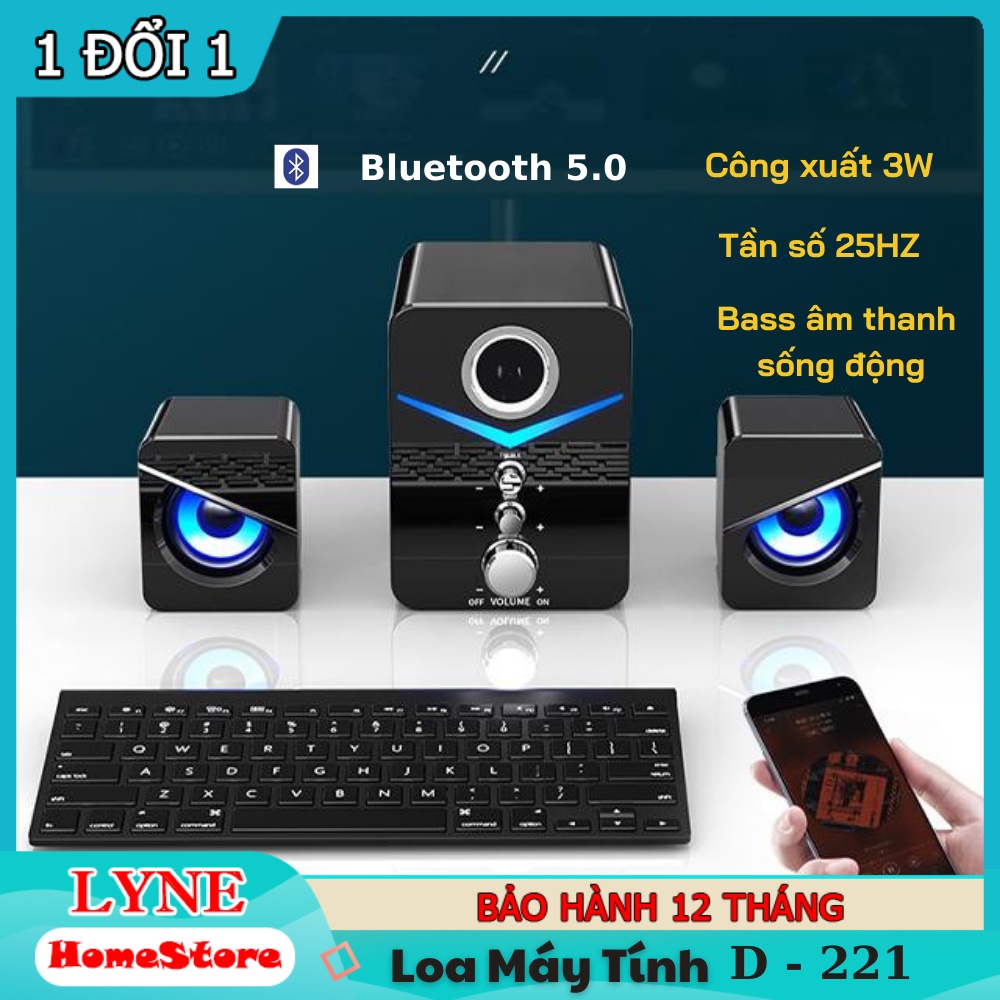 Loa vi tính để bàn MC D221 SUPER BASS cực đã, Có LED, Dòng loa máy tính cao cấp cho Laptop, Điện thoại - Công xuất 3W
