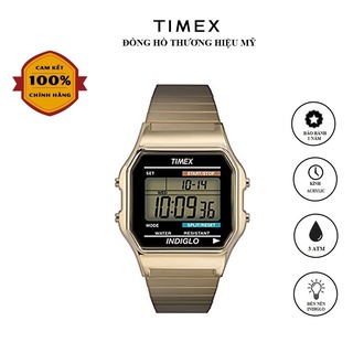 Đồng hồ Unisex Nam Nữ Timex Classic Digital - T78677 Vàng Dây Kim Loại - Chính Hãng