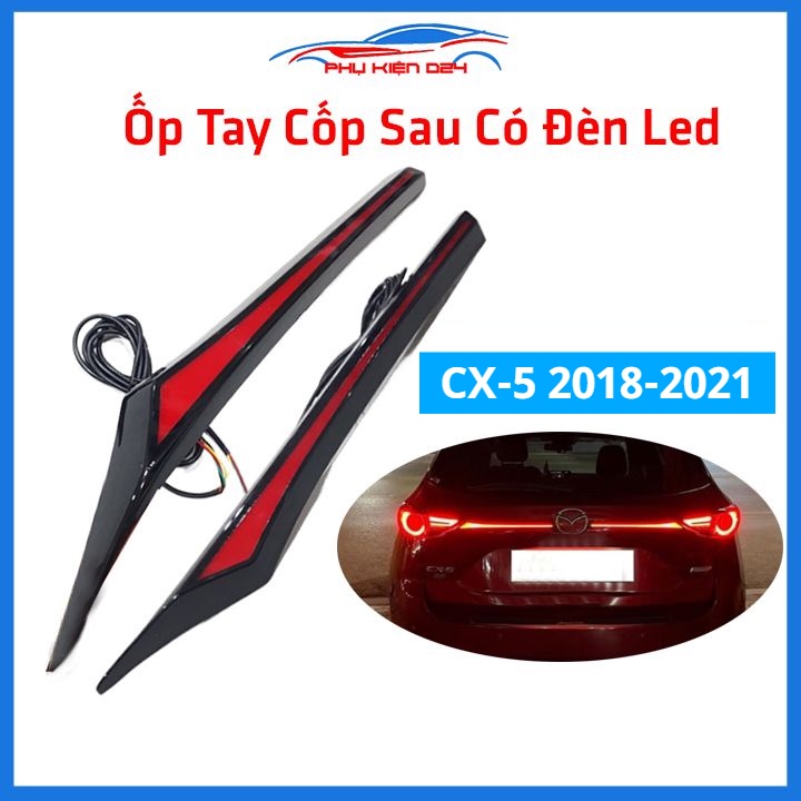 Ốp tay cốp sau có đèn led CX5, CX-5 2018-2019-2020-2021 ánh sáng đỏ trang trí xe