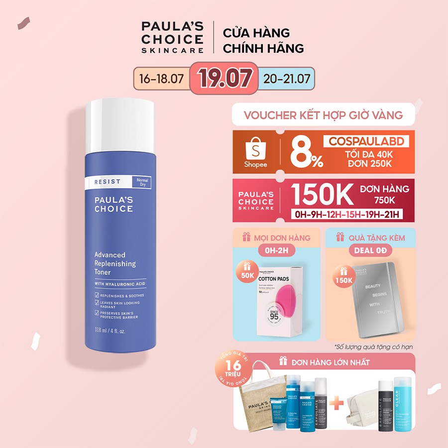 Nước hoa hồng cân bằng bổ sung độ ẩm tức thời Paula's Choice Resist Advanced Replenishing Toner 118ml 7670