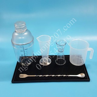 Combo 6 dụng cụ quầy pha chế ( Shaker 530ml in)
