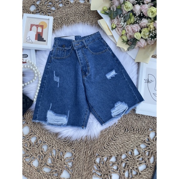 Quần jean ngố nữ bigsize quần jean ngố lưng cao quần jean ngố ống rộng rách LUMISA | BigBuy360 - bigbuy360.vn