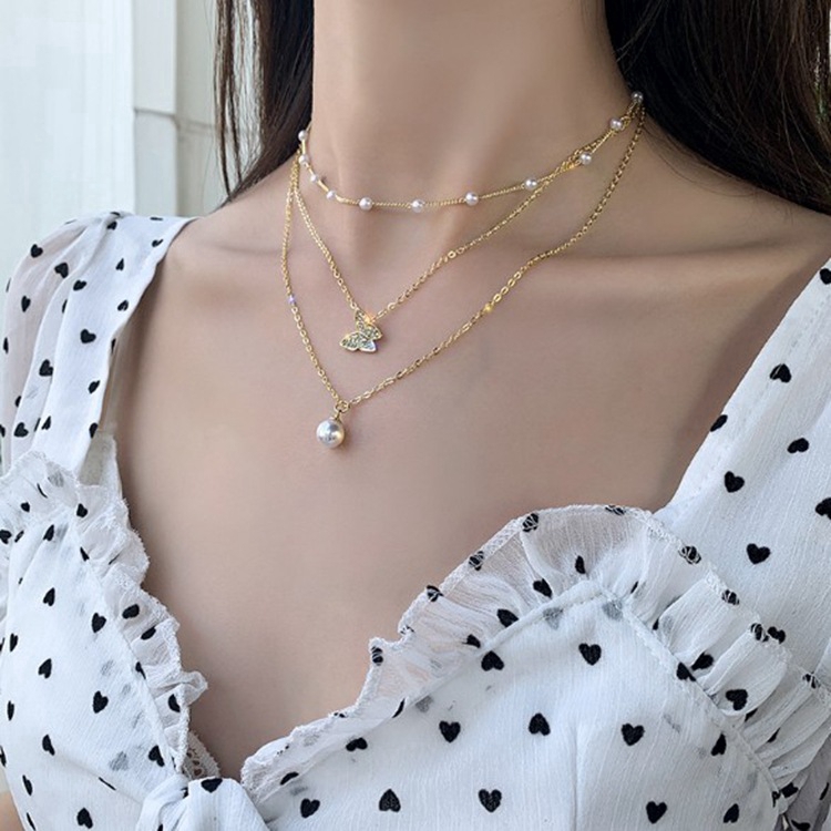 XiaoboACC Dây Chuyền Hợp Kim Hình Bướm Đính Đá Xinh Xắn