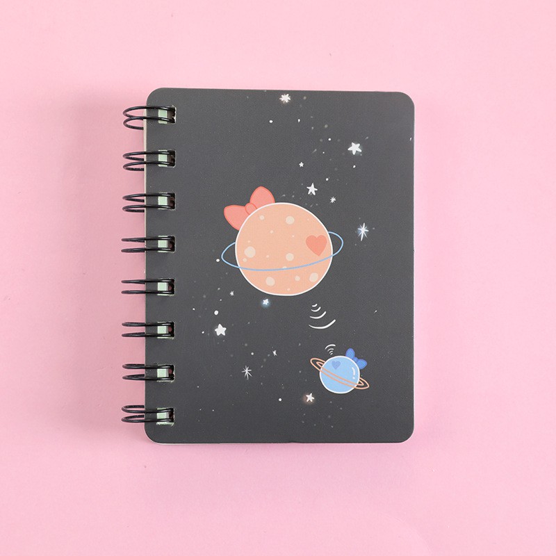 Zhishun dream planet rollover coil Lovely notebook this student portable pocket notebook mini notebook A7 small notebook Spring notebook Cute notebook bookmark paper brochure Blank paper book Coil notebook