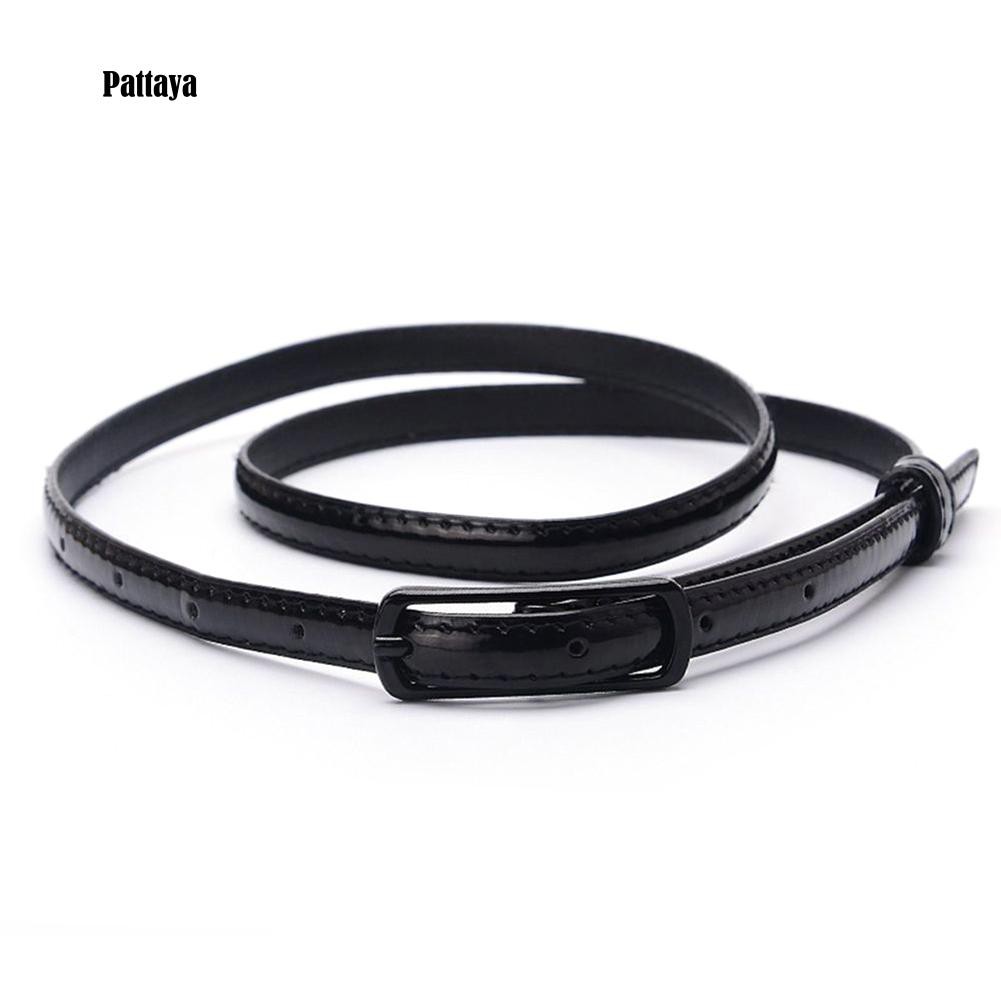 Thắt Lưng Giả Da Bản Nhỏ Khóa Kim Loại Thời Trang Cho Nữ