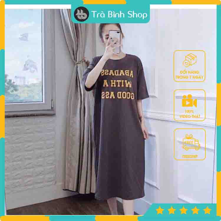 Váy Suông Dáng Dài Đầm Suông Nữ Xoắn Lưng Họa Tiết Chữ Adabat Form Rộng Chất Thun Cotton Hàng VNXK | BigBuy360 - bigbuy360.vn