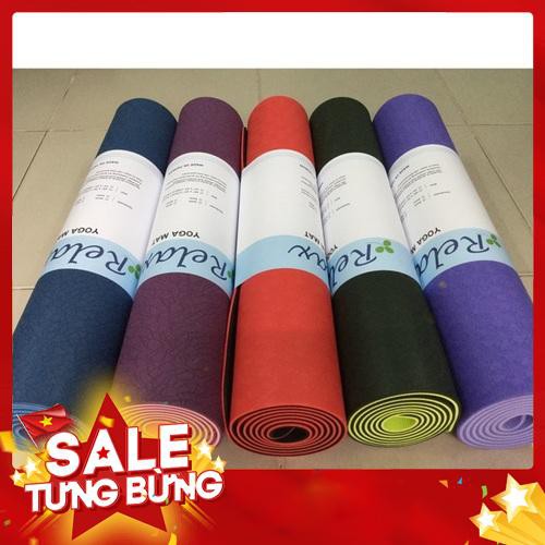 Thảm Tập Yoga Cao Cấp TPE Relax 6mm 2 lớp Có túi đựng - Siêu HOT