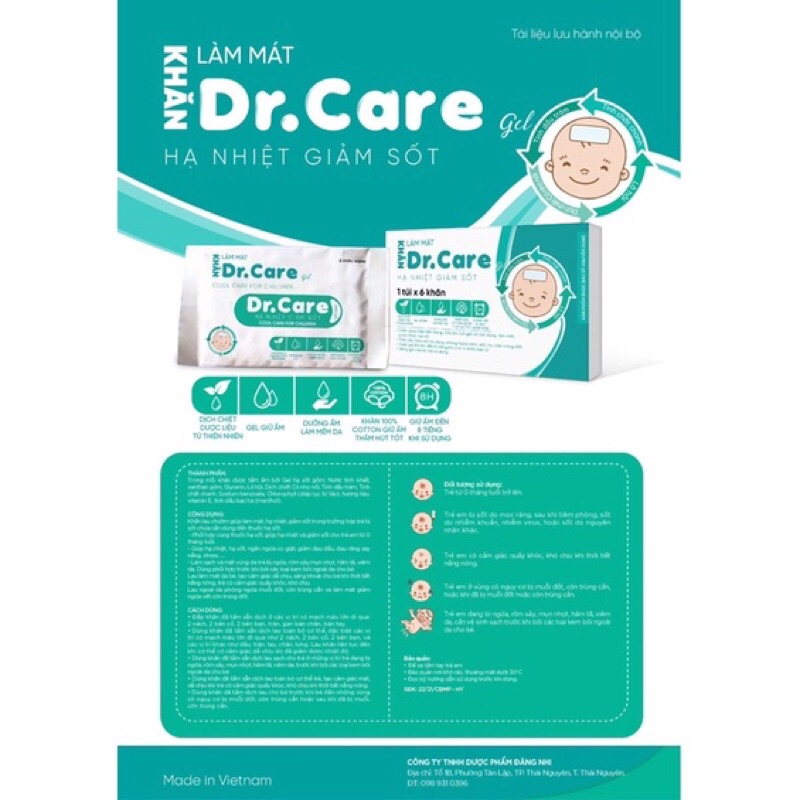 Khăn lau hạ sốt dr care hộp 30 khăn cho bé