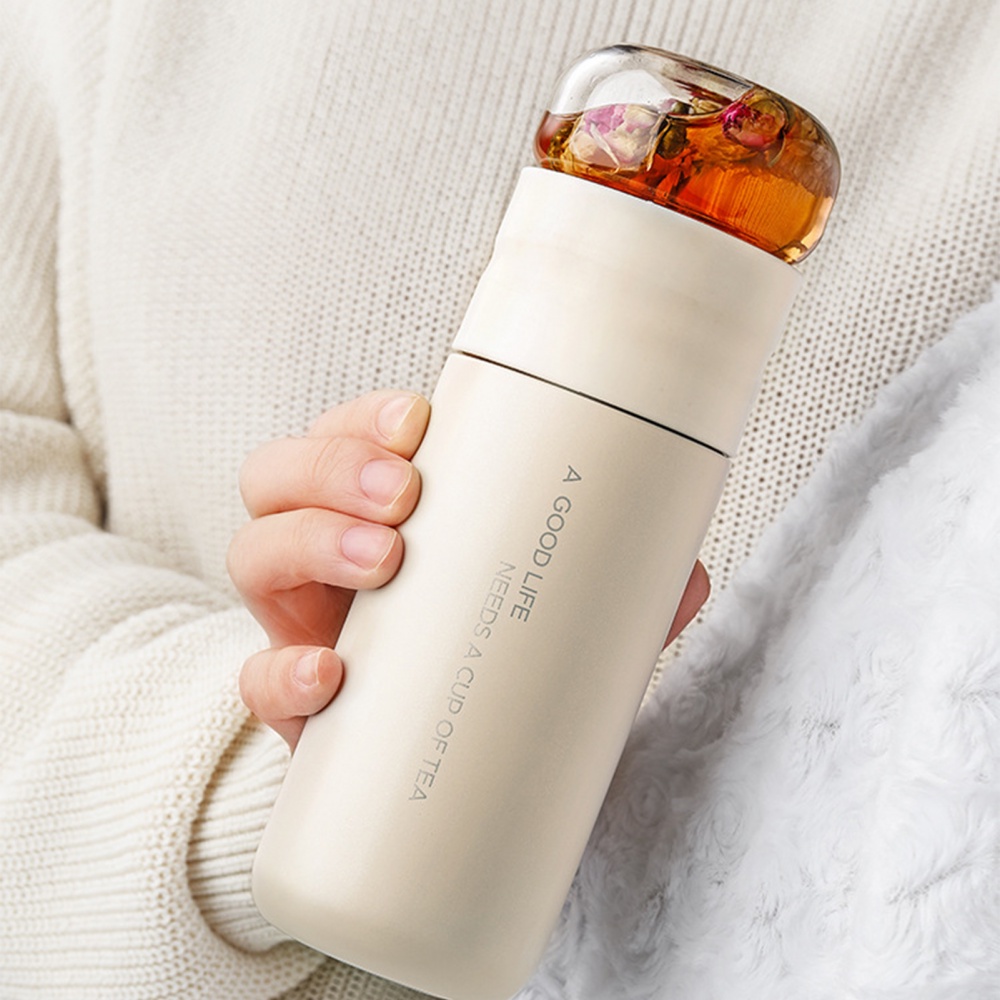 Bình Đựng Trà Bằng Thép Không Gỉ Có Đồ Lọc Trà Di Động Chống Rò Rỉ Tách Trà 300ML
