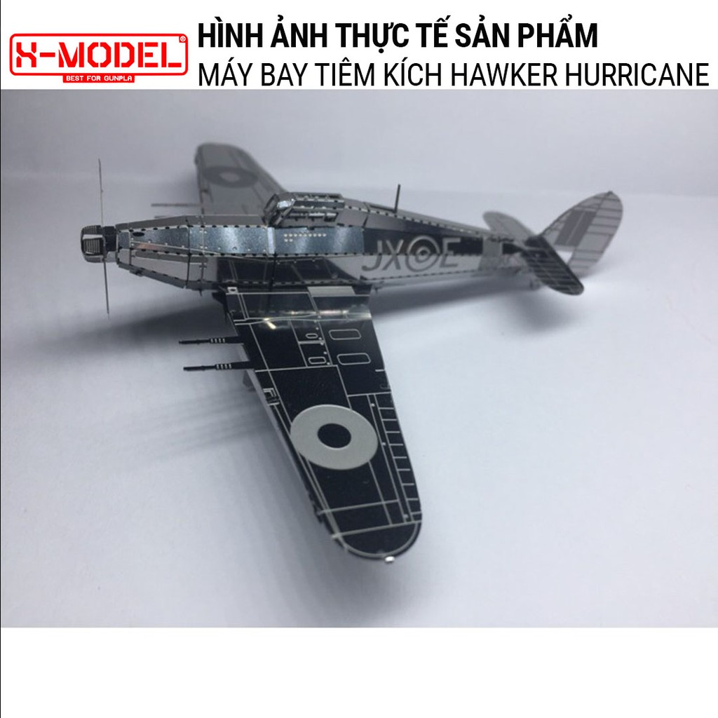 Mô Hình Lắp Ghép 3D Kim Loại MB012 thép không rỉ, Tự Ráp Máy Bay Tiêm Kích Hawker Hurricane Hoàng Gia Anh