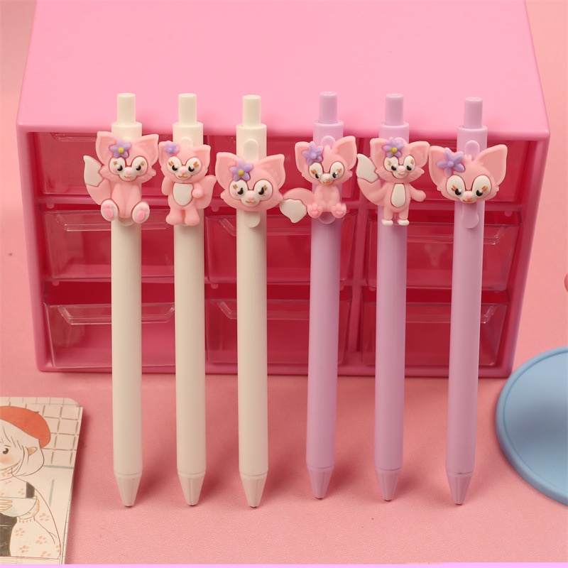1 Bút Mực Nước Ngòi 0.5mm Màu Đen In Hình Cáo Hoạt Hình Sáng Tạo
